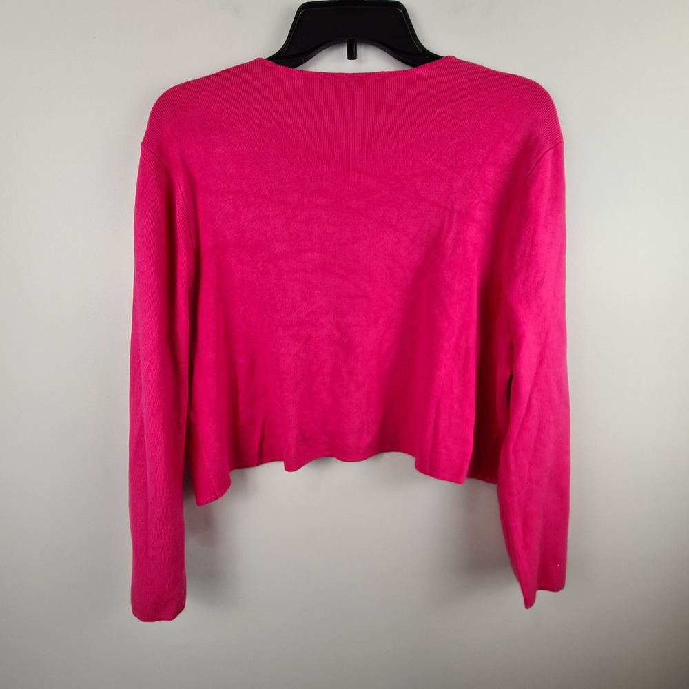 White House Black Market Pink Open Front Bolero Shrug Cardigan Large WHBM Office - Picture 7 of 7